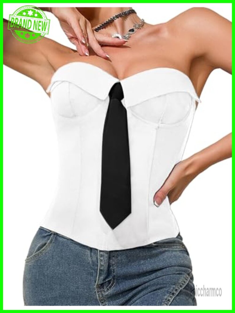 SEAUR Strapless Corset Top Tummy Control Polyester Blend Bustier